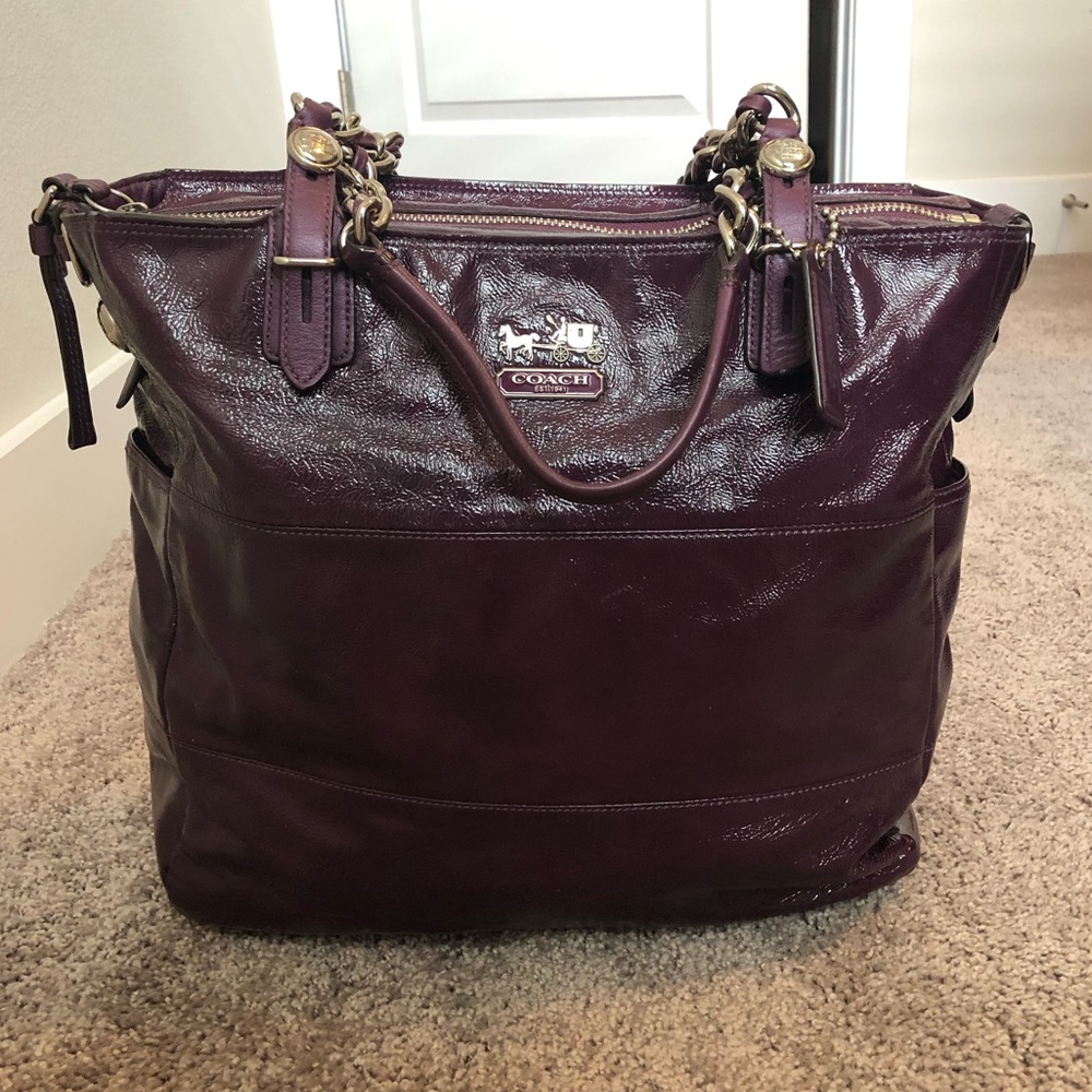 COACH AUTHENTIC Tribeca Patent Leather Tote- Berry